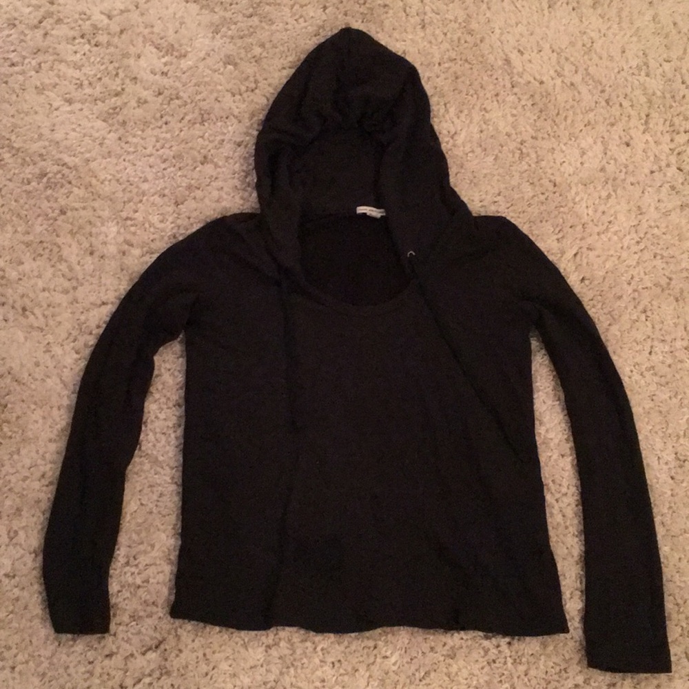 Lightly cropped cotton black/grey hoodie